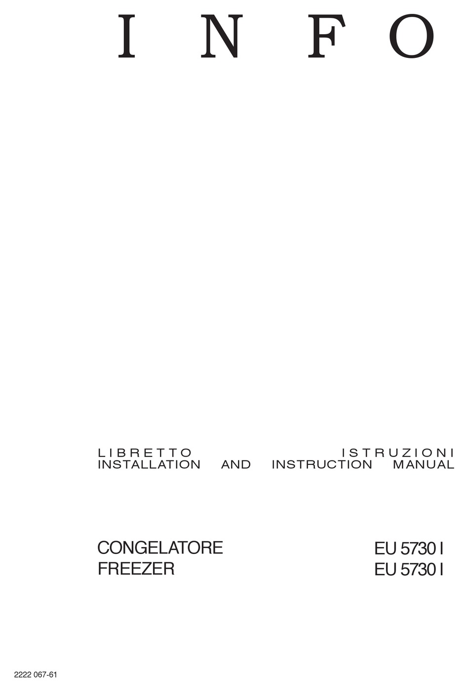 ELECTROLUX EU 5730I INSTALLATION AND INSTRUCTION MANUAL Pdf Download