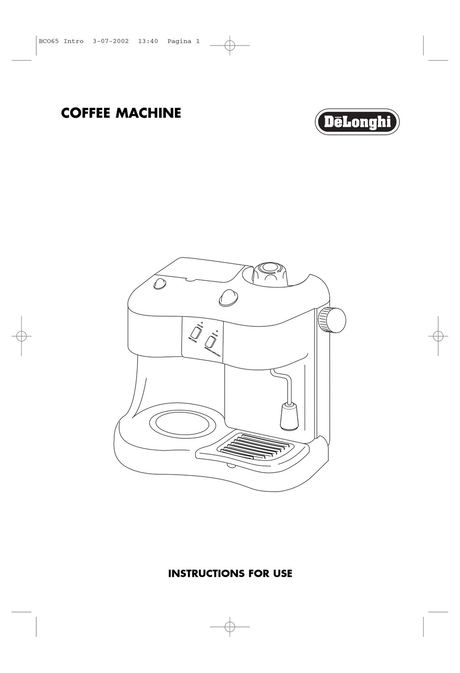 DELONGHI BCO65 INSTRUCTIONS FOR USE MANUAL Pdf Download ManualsLib