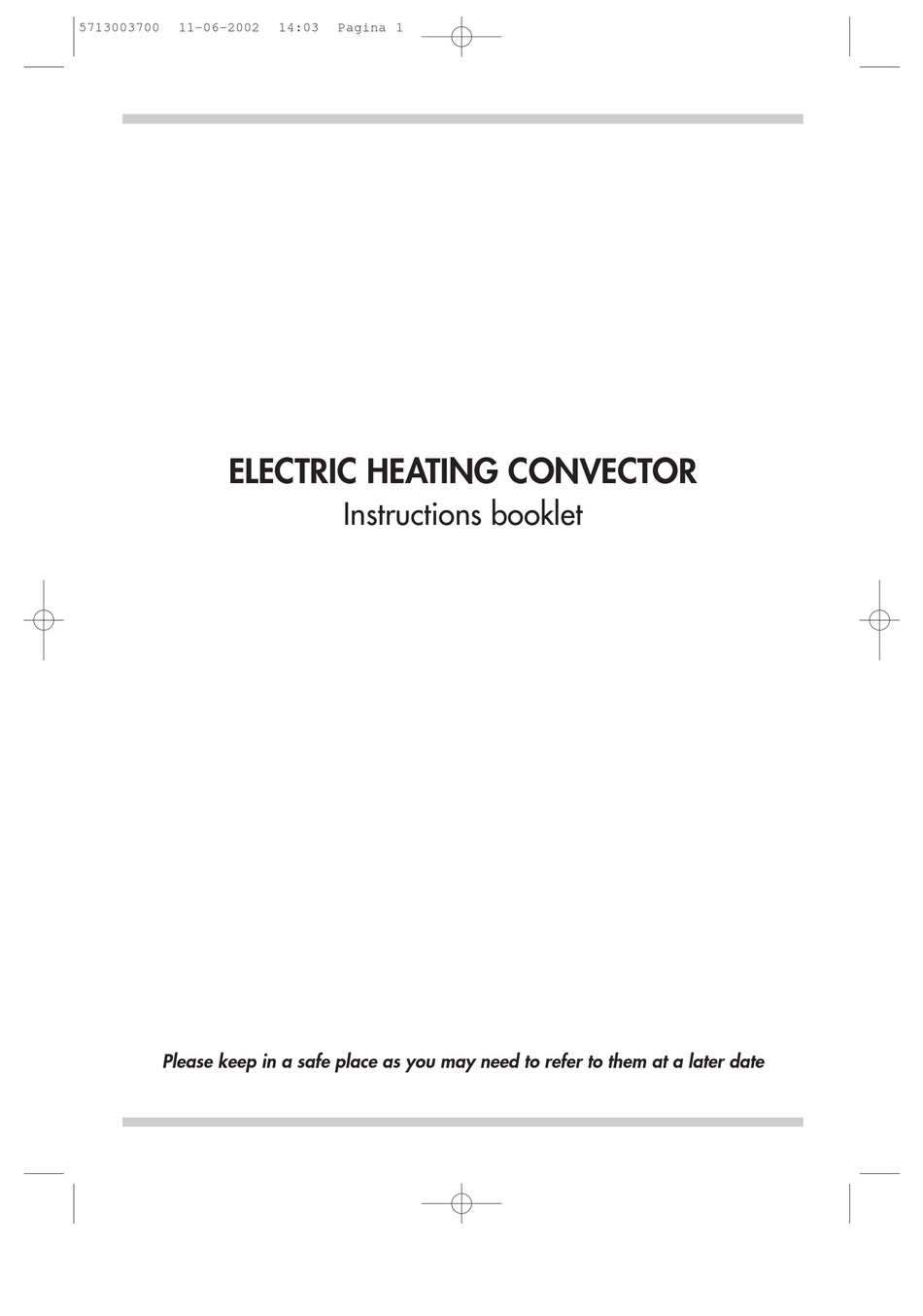 Well Convector Heater Instruction Manual