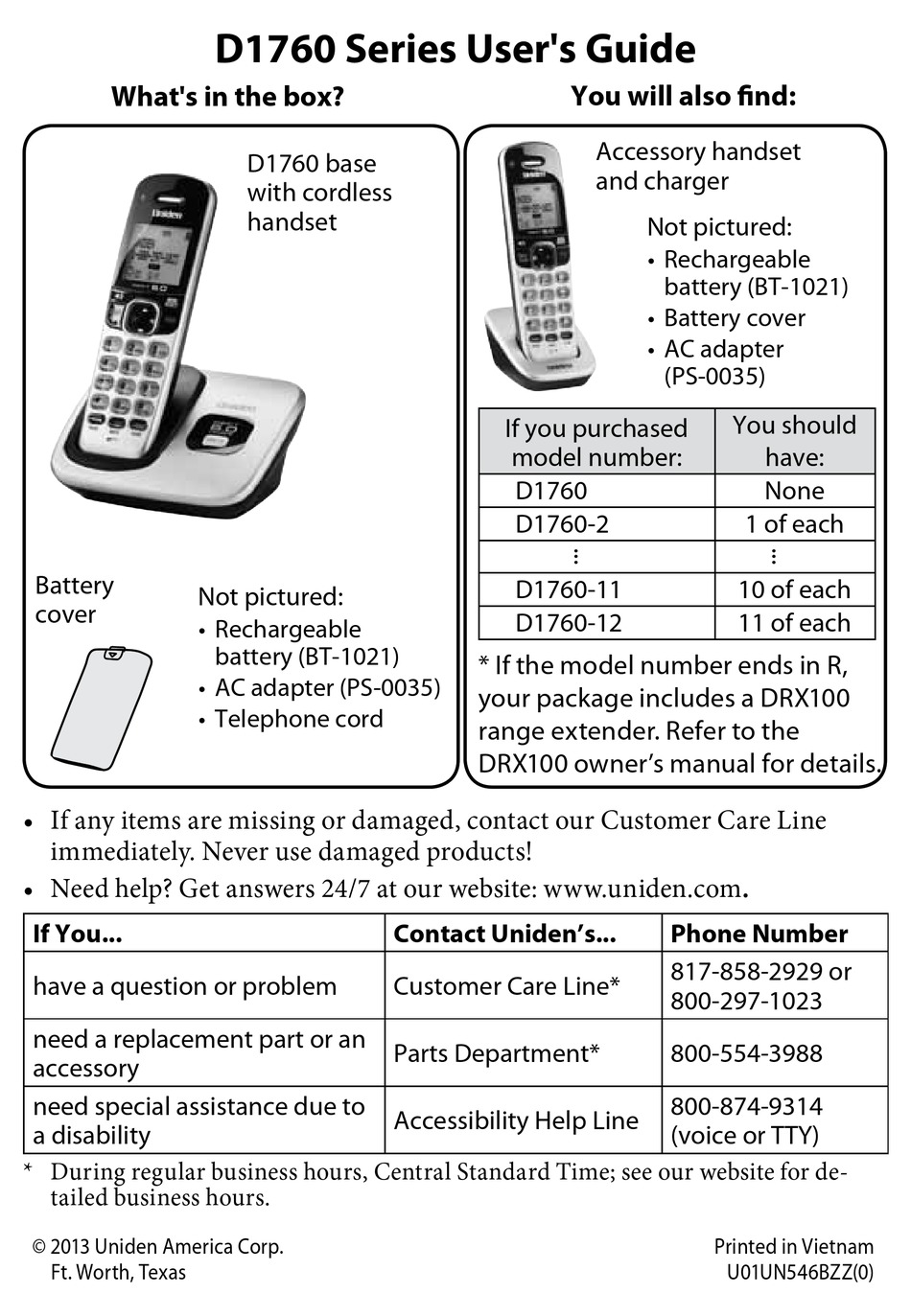 Uniden D1760 Series User Manual Pdf Download Manualslib