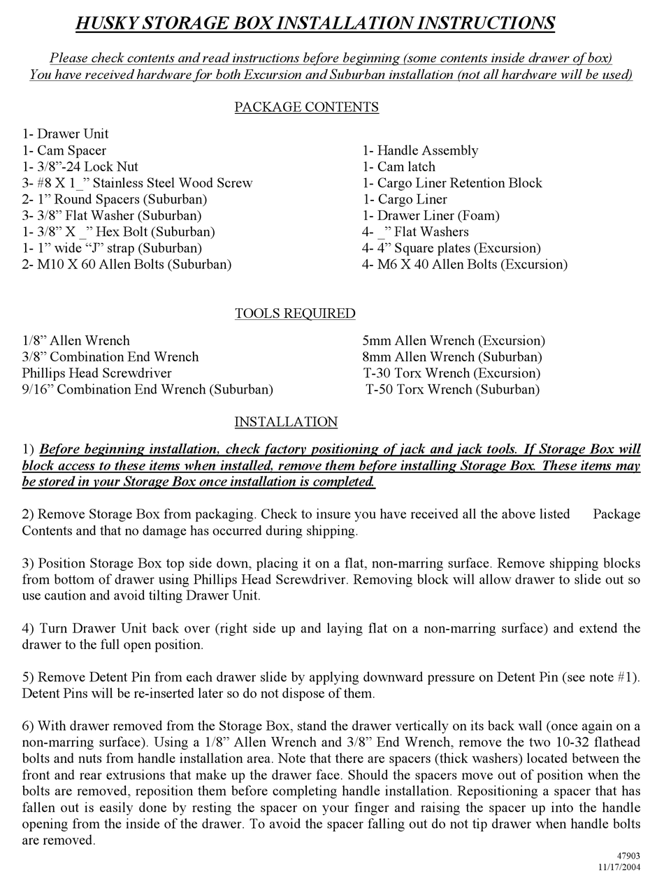 HUSKY LINERS 47903 INSTALLATION INSTRUCTIONS Pdf Download ManualsLib