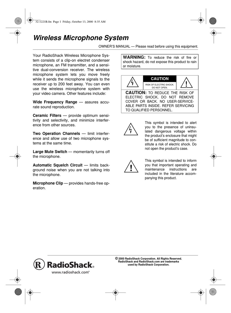 RADIO SHACK 32 1221B OWNER S MANUAL Pdf Download ManualsLib