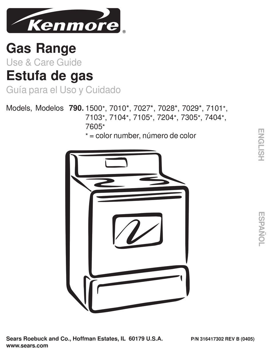 KENMORE 1500*, 7010*, 7027*, 7028*, 7029*, 7101*,7103, 7104, 7105, 7204 ...