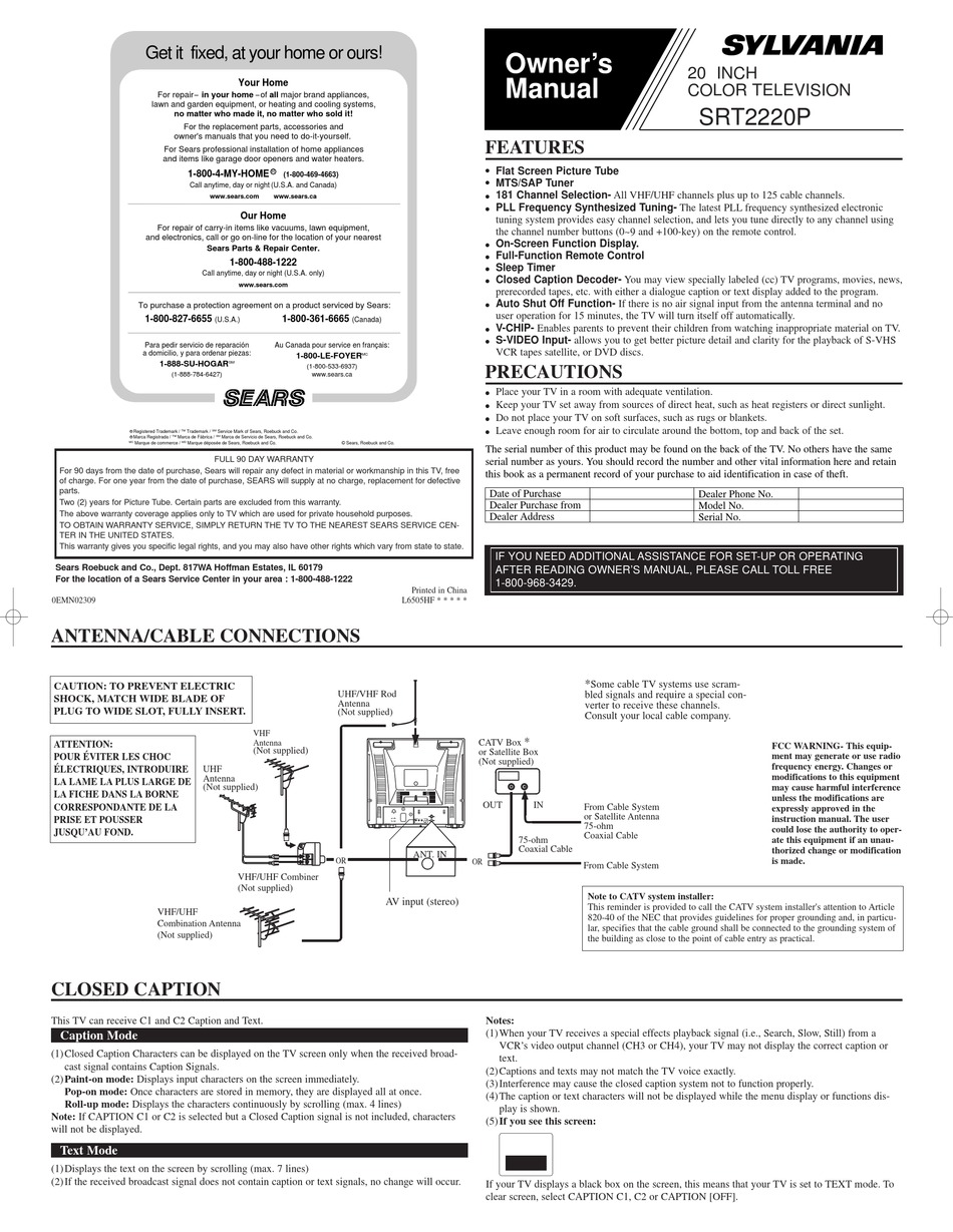 SYLVANIA SRT2220P OWNER S MANUAL Pdf Download ManualsLib   Sylvania Srt2220p 