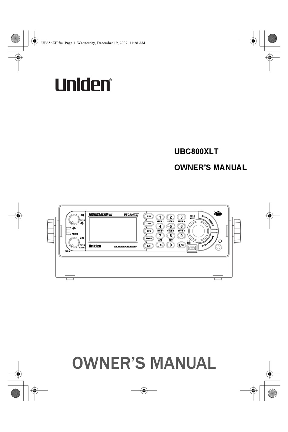 UB359 Handheld Scanning Receiver User Manual Main Page - Uniden Scanners  Guide Uniden America