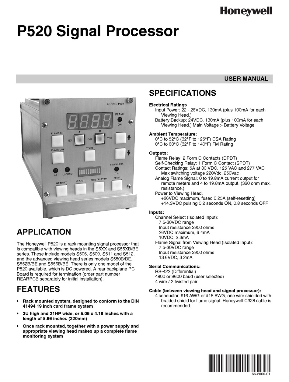 HONEYWELL P520 USER MANUAL Pdf Download | ManualsLib