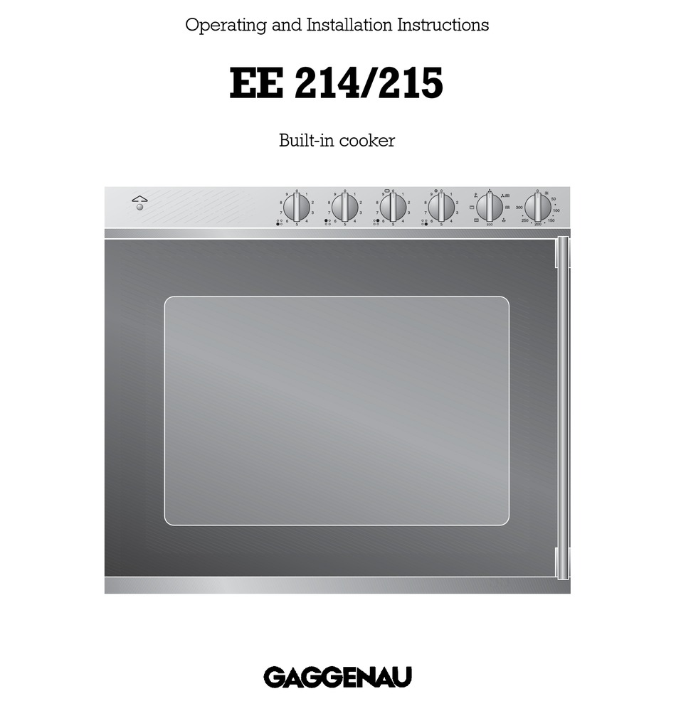 GAGGENAU EE 214/215 OPERATING AND INSTALLATION MANUAL Pdf Download