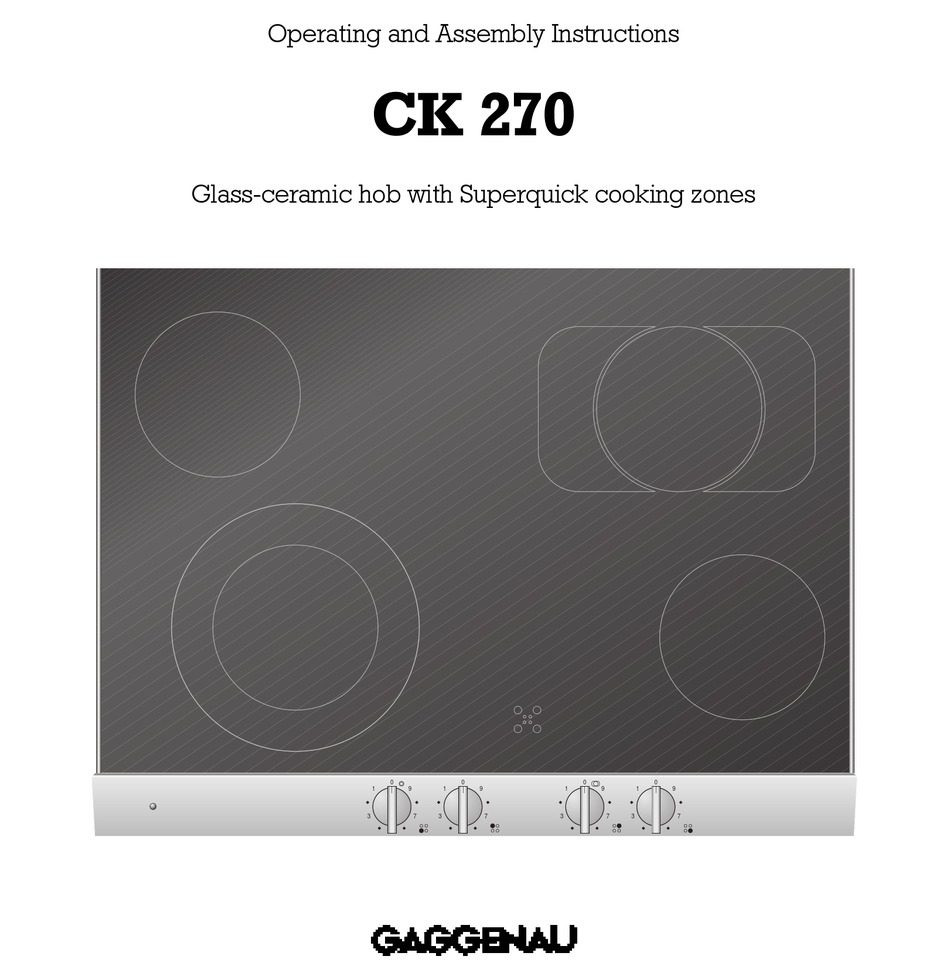 GAGGENAU CK 270 OPERATING AND ASSEMBLY INSTRUCTIONS MANUAL Pdf Download