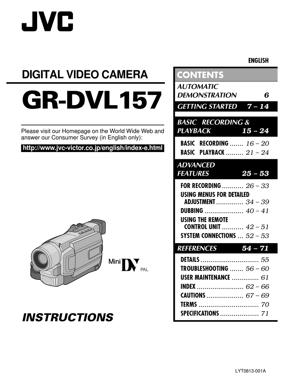 JVC GRDVL157 INSTRUCTIONS MANUAL Pdf Download ManualsLib