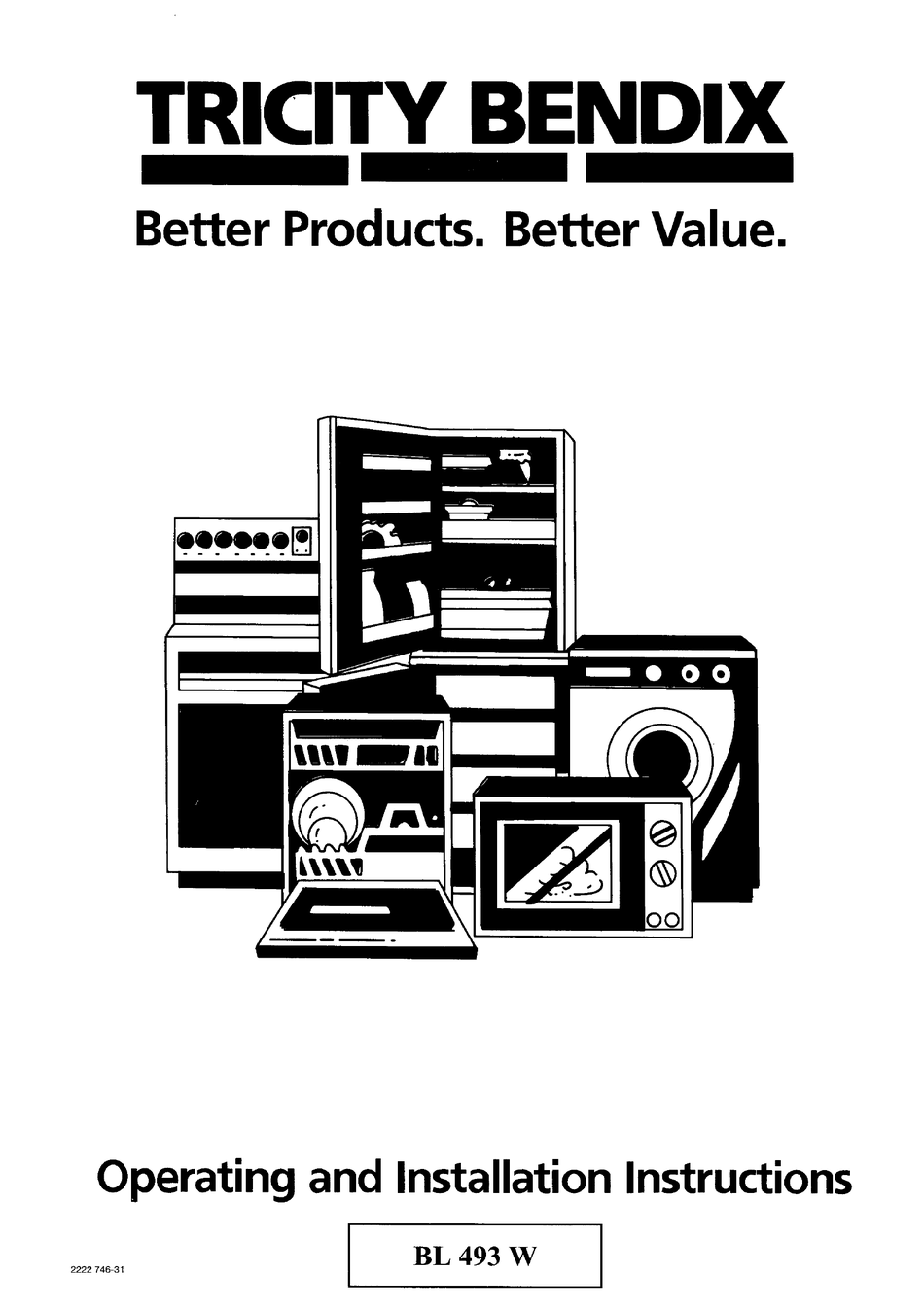 TRICITY BENDIX BL 493 W OPERATING AND INSTALLATION MANUAL Pdf Download