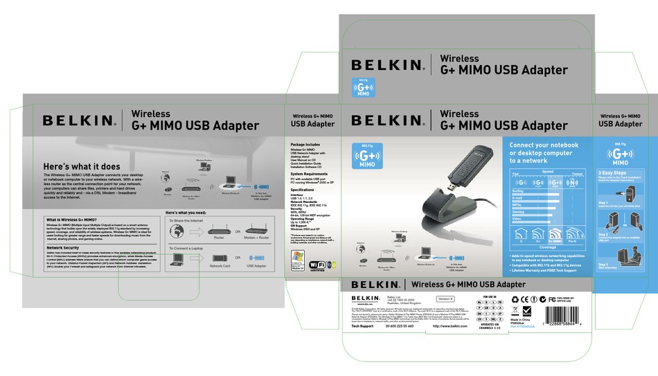 BELKIN G+ MIMO SPECIFICATIONS Pdf Download ManualsLib