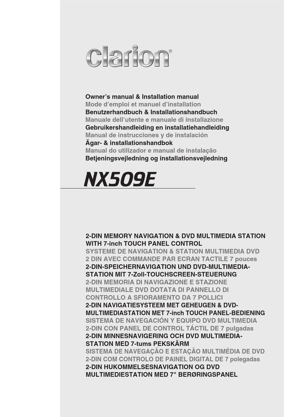 CLARION NX509E OWNER'S MANUAL & INSTALLATION INSTRUCTIONS Pdf Download