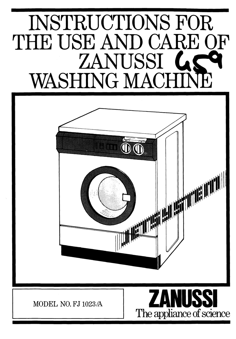 ZANUSSI FJ 1023/A INSTRUCTIONS FOR THE USE AND CARE Pdf Download