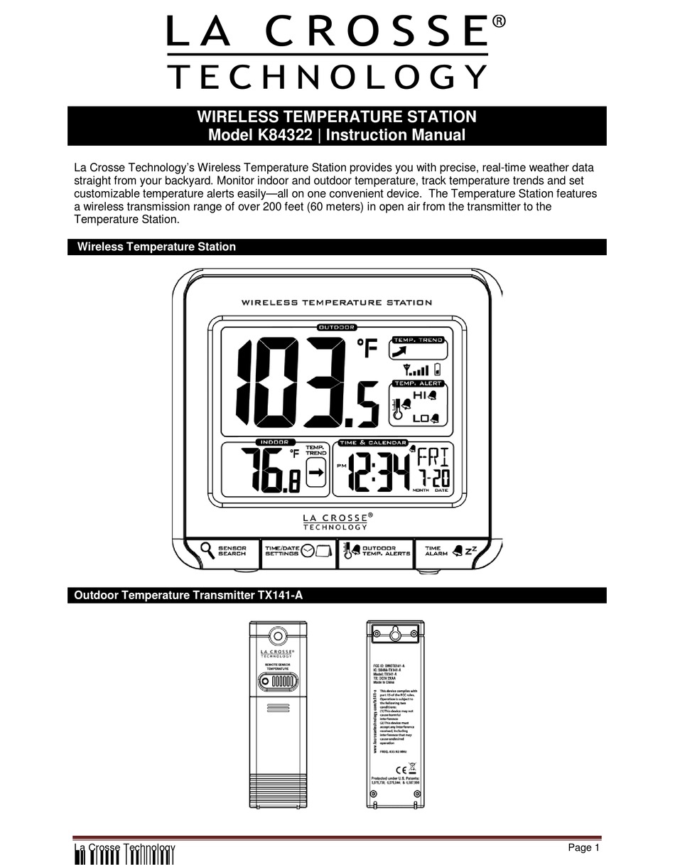 LA CROSSE TECHNOLOGY K84322 INSTRUCTION MANUAL Pdf Download ManualsLib