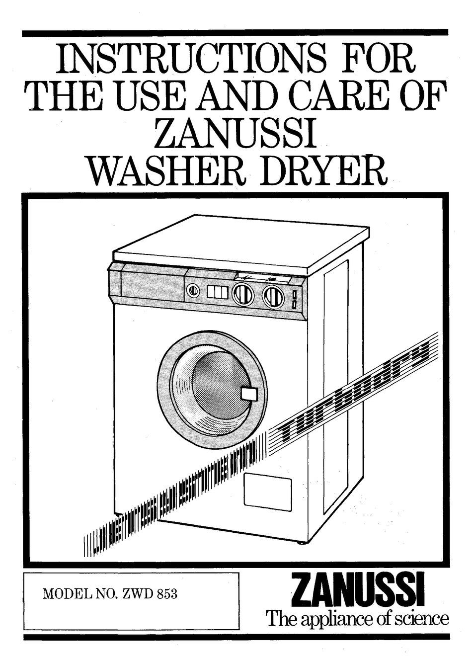 ZANUSSI ZWD 853 INSTRUCTIONS FOR THE USE AND CARE Pdf Download ManualsLib