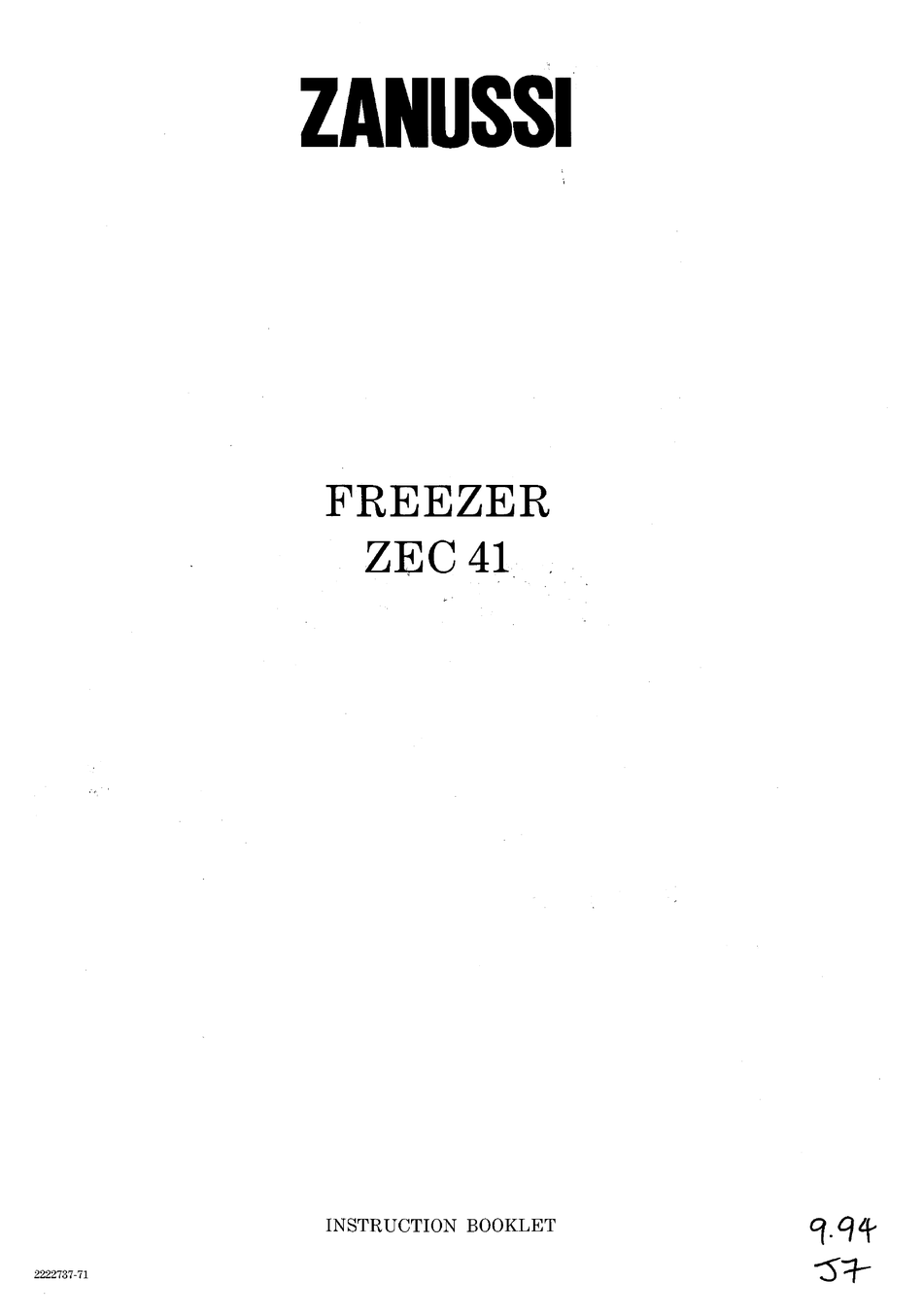 zanussi freezer zfu25200wa