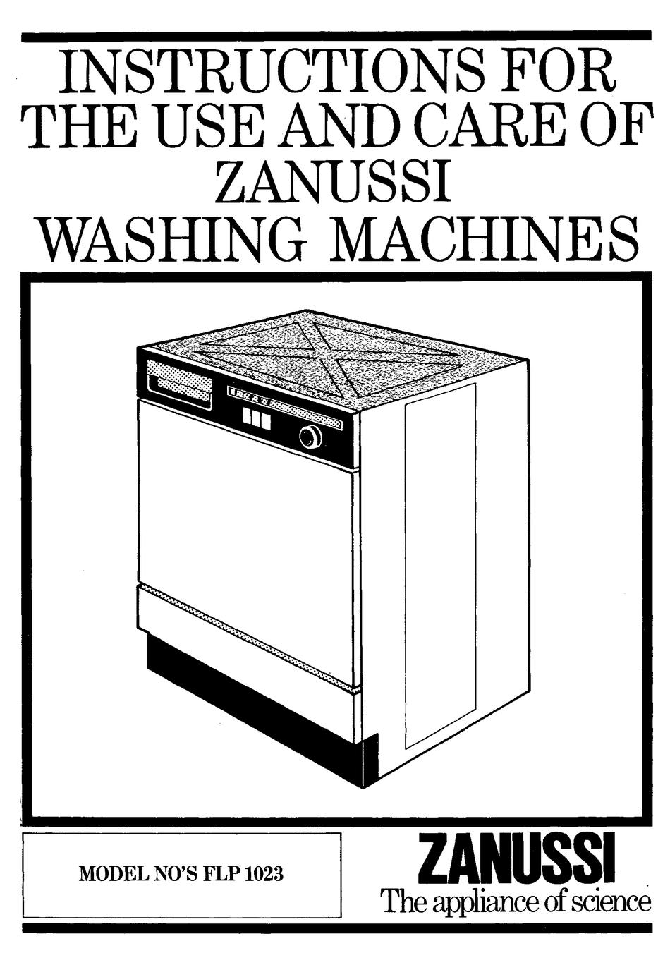 ZANUSSI FLP 1023 INSTRUCTIONS FOR THE USE AND CARE Pdf Download