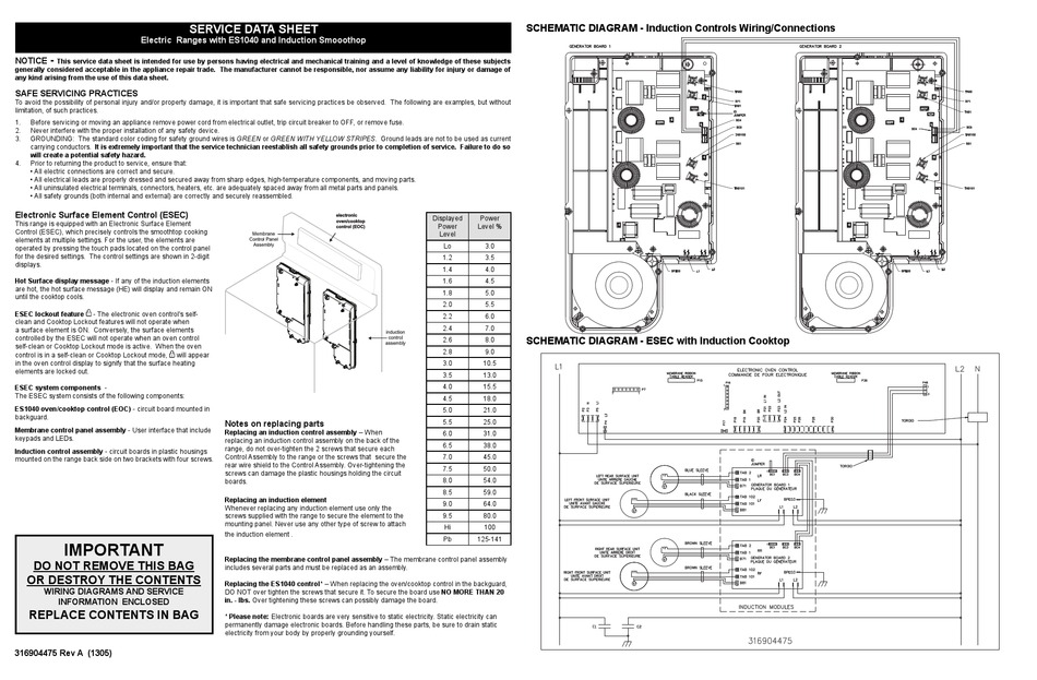 ELECTROLUX ELECTRIC RANGES SERVICE DATA SHEET Pdf Download ManualsLib