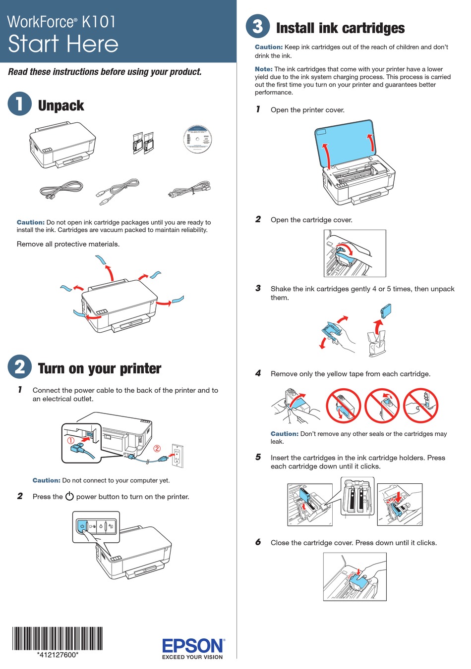 Epson Workforce K101 Start Here Pdf Download Manualslib 8703