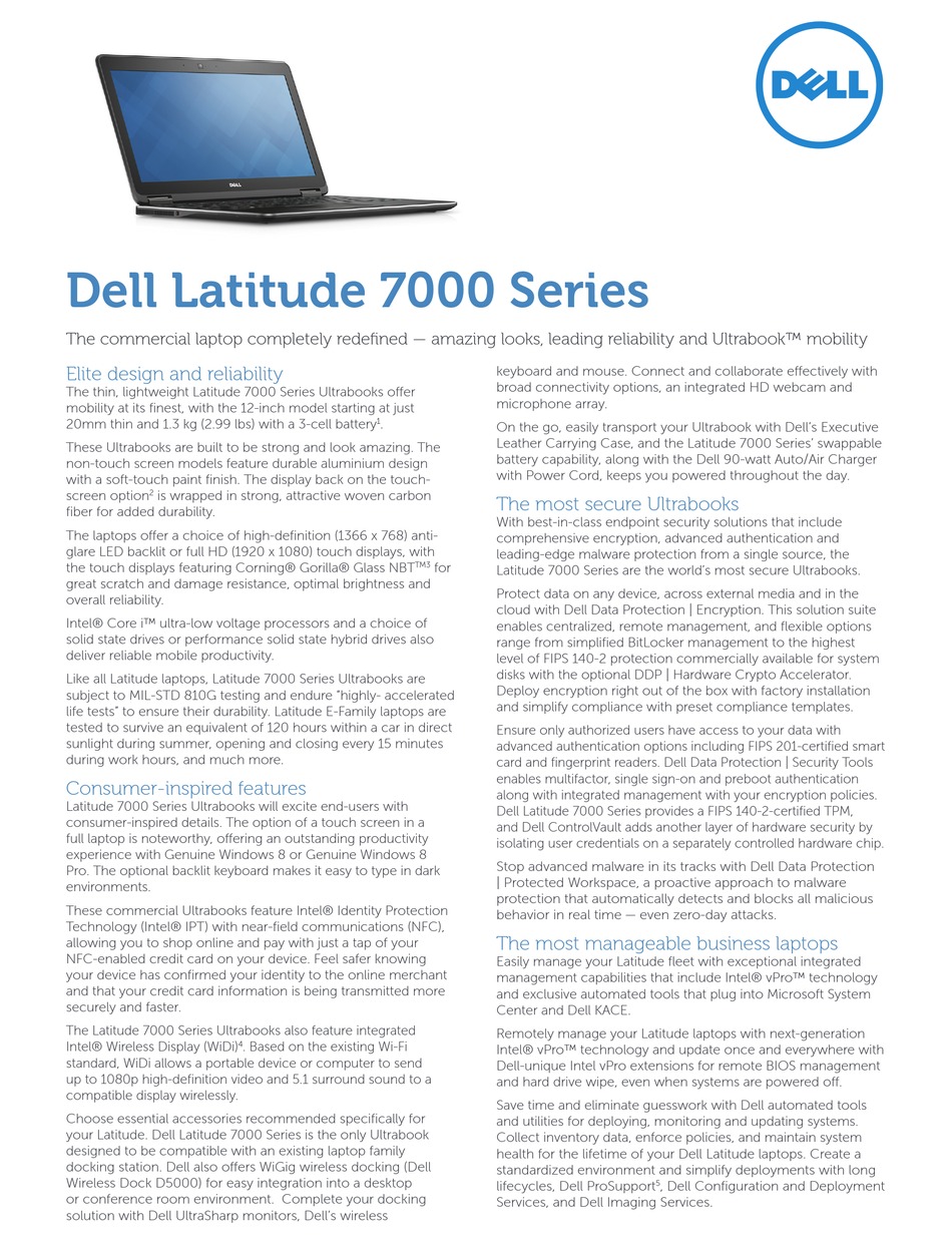 Dell Latitude E7240 Specifications Pdf Download Manualslib 5094