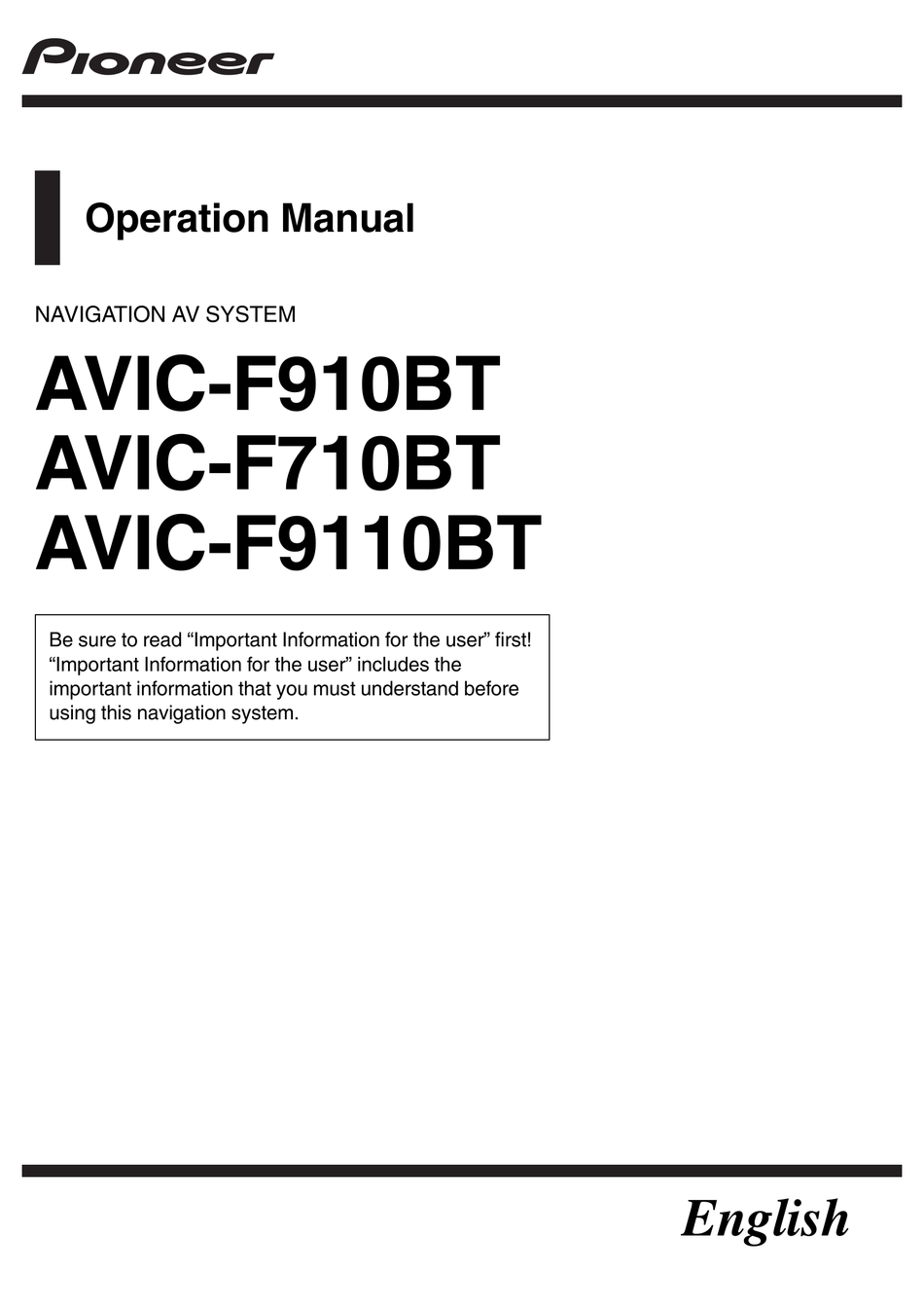 PIONEER AVIC-F710BT OPERATION MANUAL Pdf Download | ManualsLib