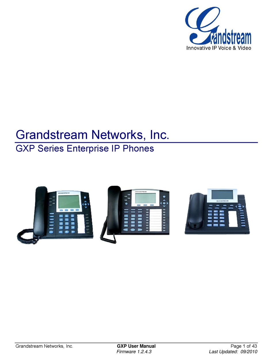 GRANDSTREAM NETWORKS GXP SERIES USER MANUAL Pdf Download | ManualsLib