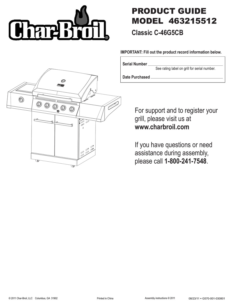 CHAR BROIL 463215512 PRODUCT MANUAL Pdf Download ManualsLib