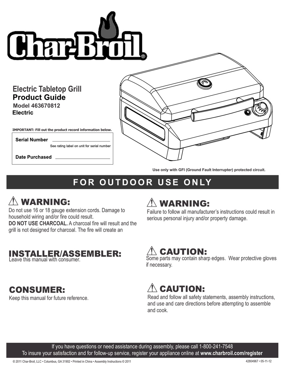 CHARBROIL 463670812 PRODUCT MANUAL Pdf Download ManualsLib