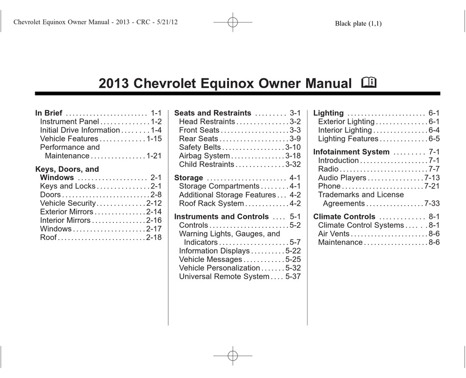 CHEVROLET EQUINOX 2013 OWNER'S MANUAL Pdf Download | ManualsLib