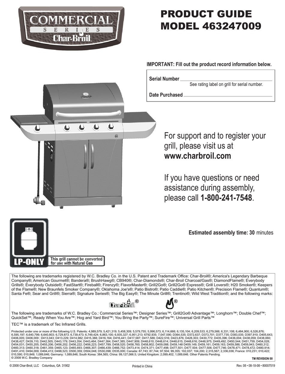 CHAR BROIL COMMERCIAL 463247009 PRODUCT MANUAL Pdf Download