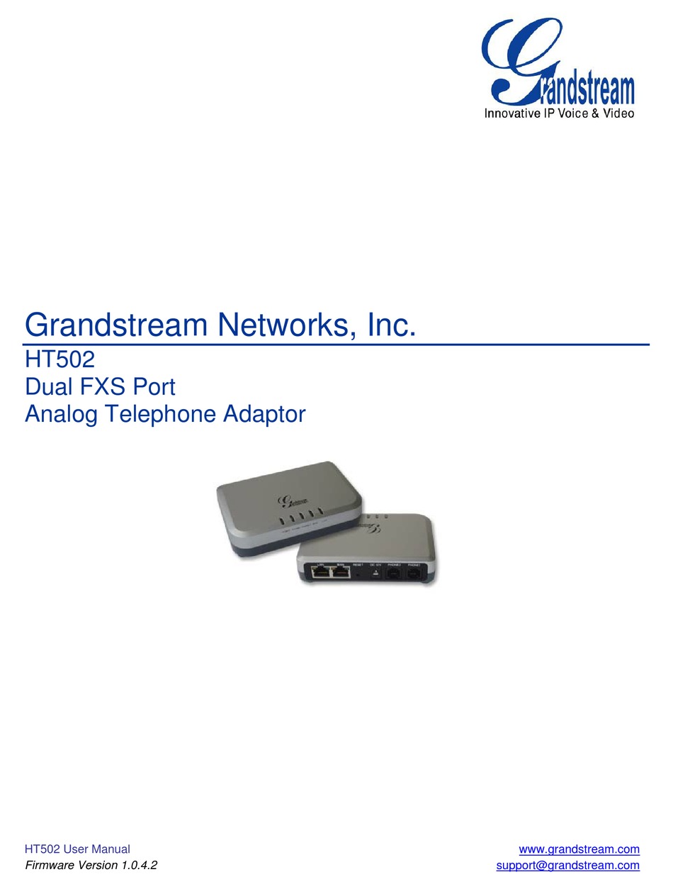 GRANDSTREAM NETWORKS HT502 USER MANUAL Pdf Download ManualsLib
