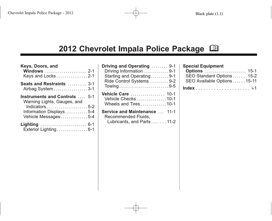 CHEVROLET IMPALA POLICE 2012 MANUAL Pdf Download ManualsLib