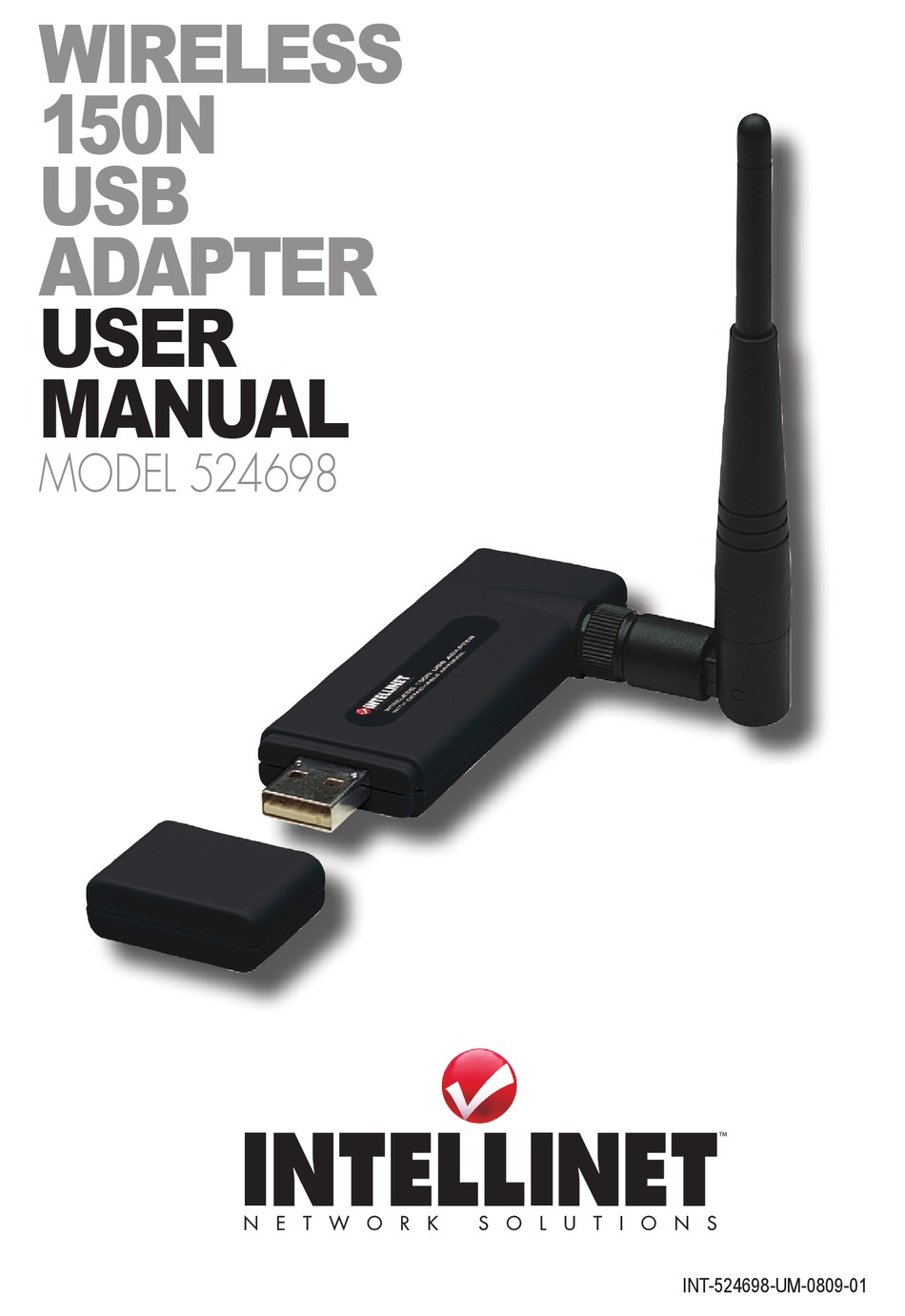 Wireless 150N USB Adapter w/ Detachable Antenna 524698 Intellinet White 