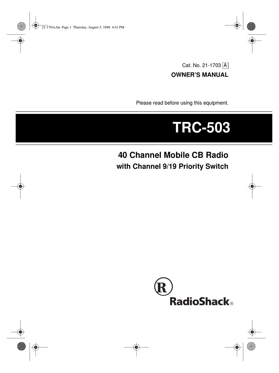 RADIO SHACK TRC-503 OWNER'S MANUAL Pdf Download | ManualsLib  Wiring Diagram For Realistic 447 Cb Radio    ManualsLib
