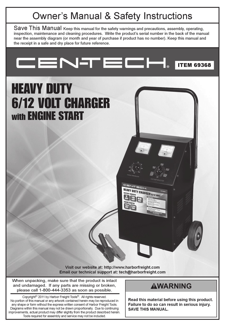 cen tech battery charger parts 69368