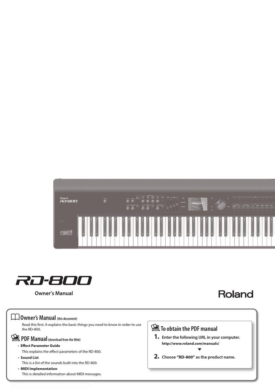 Roland Rd 800 Owner S Manual Pdf Download Manualslib