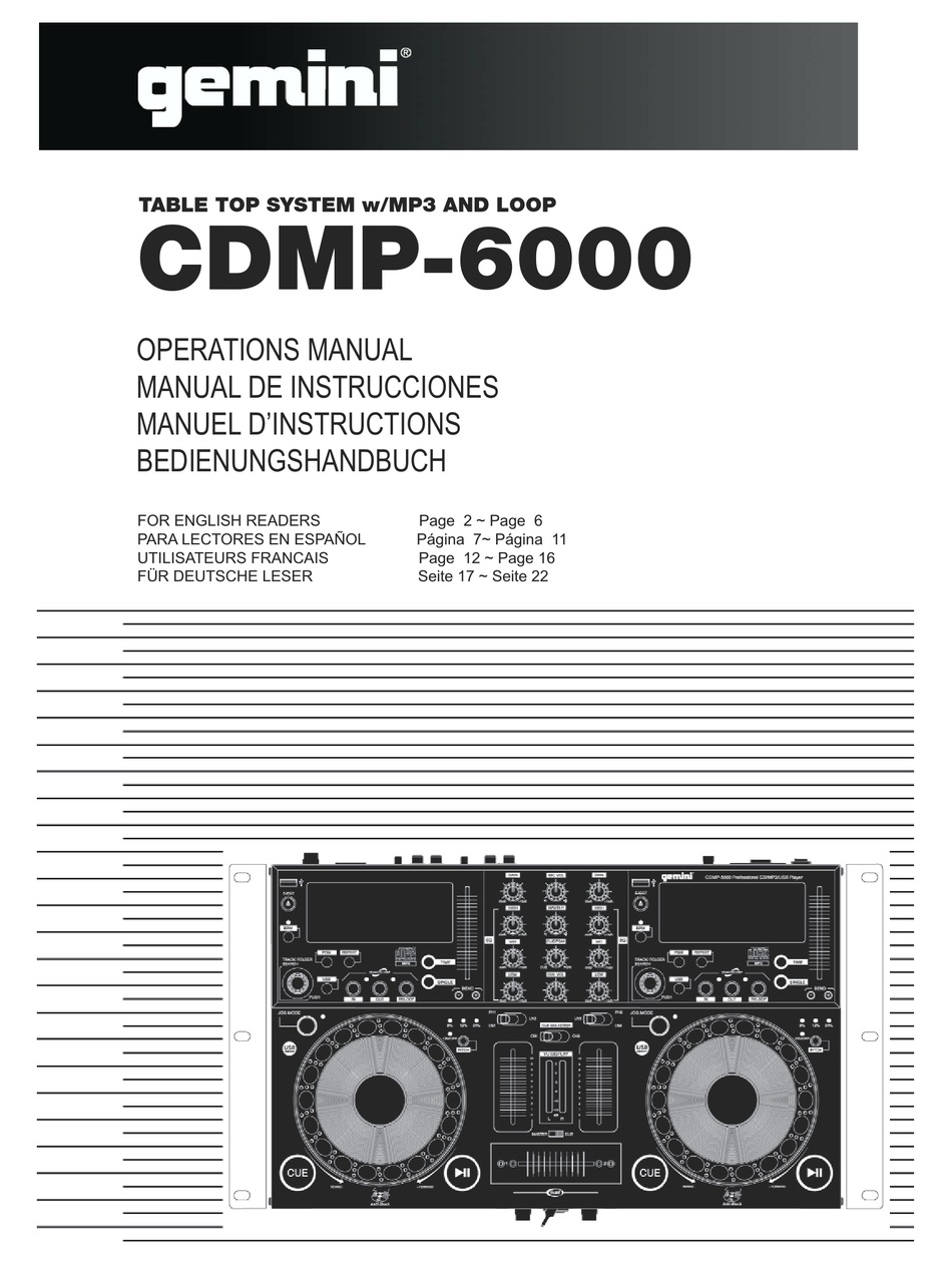 GEMINI CDMP6000 OPERATION MANUAL Pdf Download ManualsLib