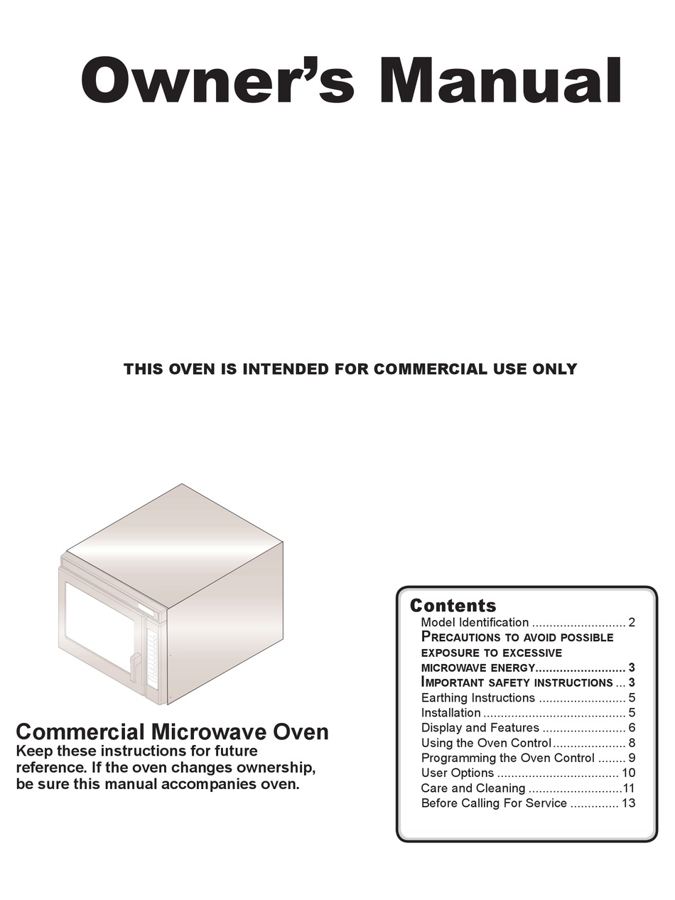 AMANA COMMERCIAL OWNER'S MANUAL Pdf Download | ManualsLib