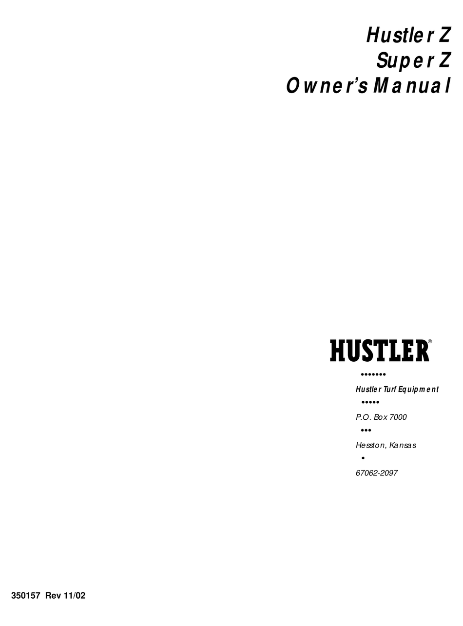 HUSTLER SUPER Z OWNER'S MANUAL Pdf Download | ManualsLib