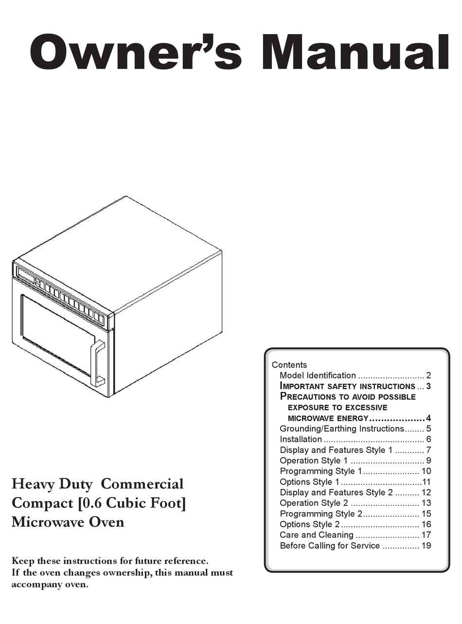 AMANA HEAVY DUTY COMMERCIAL COMPACT OWNER'S MANUAL Pdf Download ...