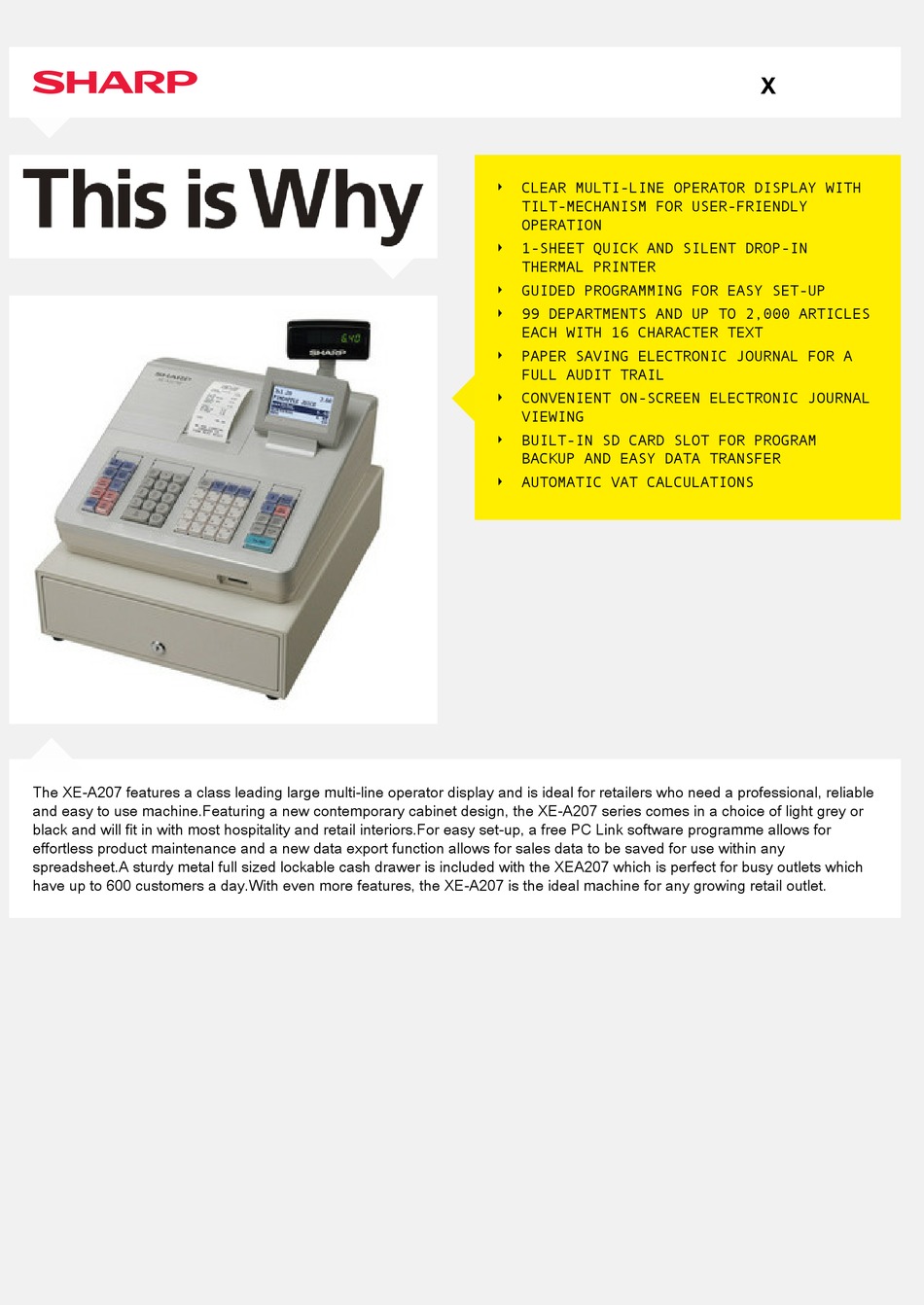 SHARP XEA207W SPECIFICATION SHEET Pdf Download ManualsLib