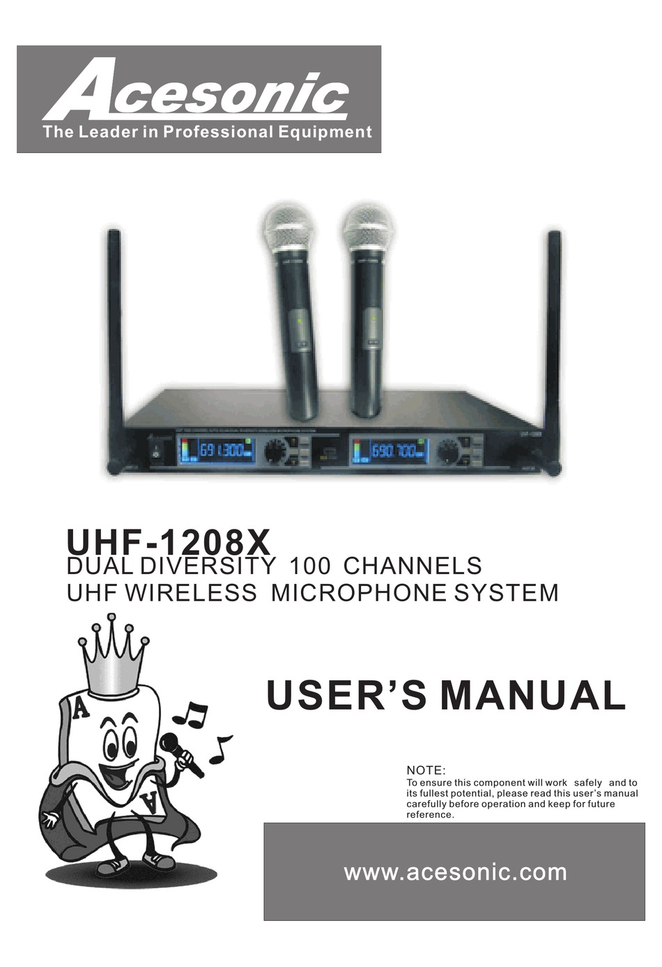 ACESONIC UHF 1208X USER MANUAL Pdf Download ManualsLib