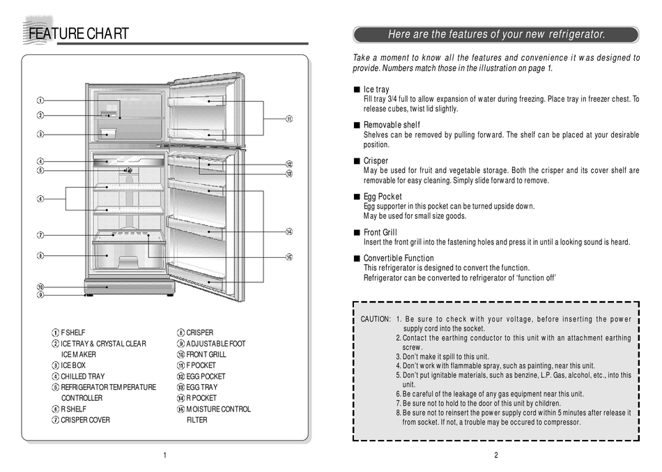 Daewoo Refrigerator Instruction Manual Pdf Download Manualslib 