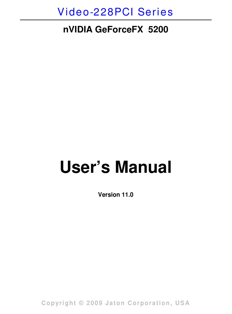 NVIDIA VIDEO-228PCI SERIES USER MANUAL Pdf Download | ManualsLib