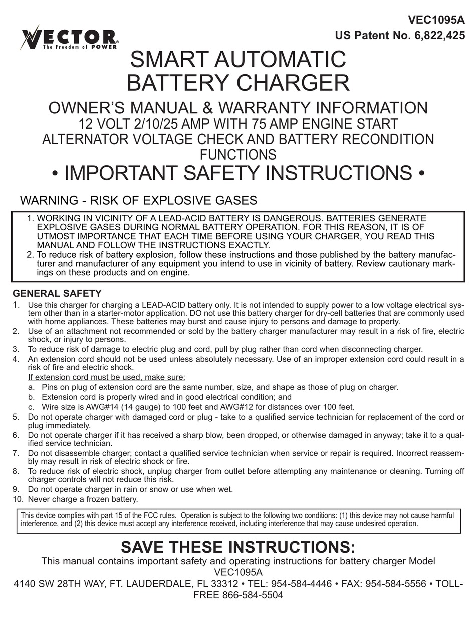 Vector Vec1095a Owner S Manual Pdf Download Manualslib