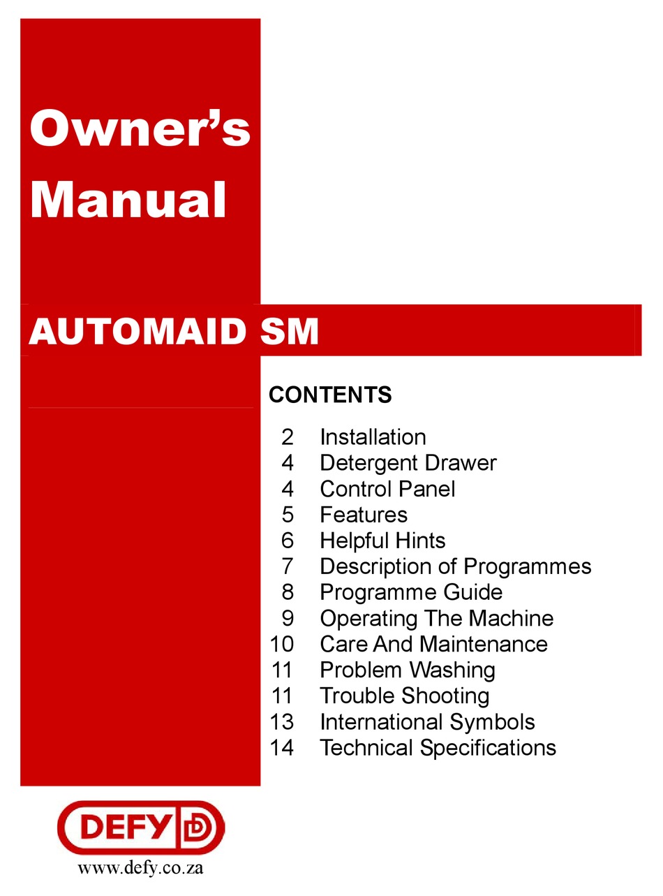 defy automaid 600 washing machine problems