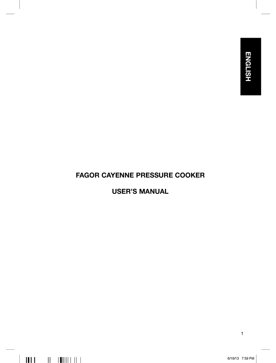 FAGOR CAYENNE USER MANUAL Pdf Download ManualsLib