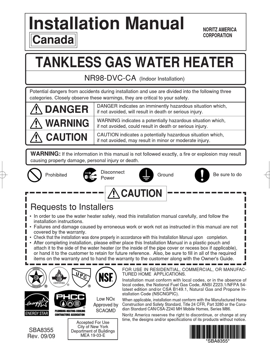 NORITZ NR98-DVC-CA INSTALLATION MANUAL Pdf Download | ManualsLib
