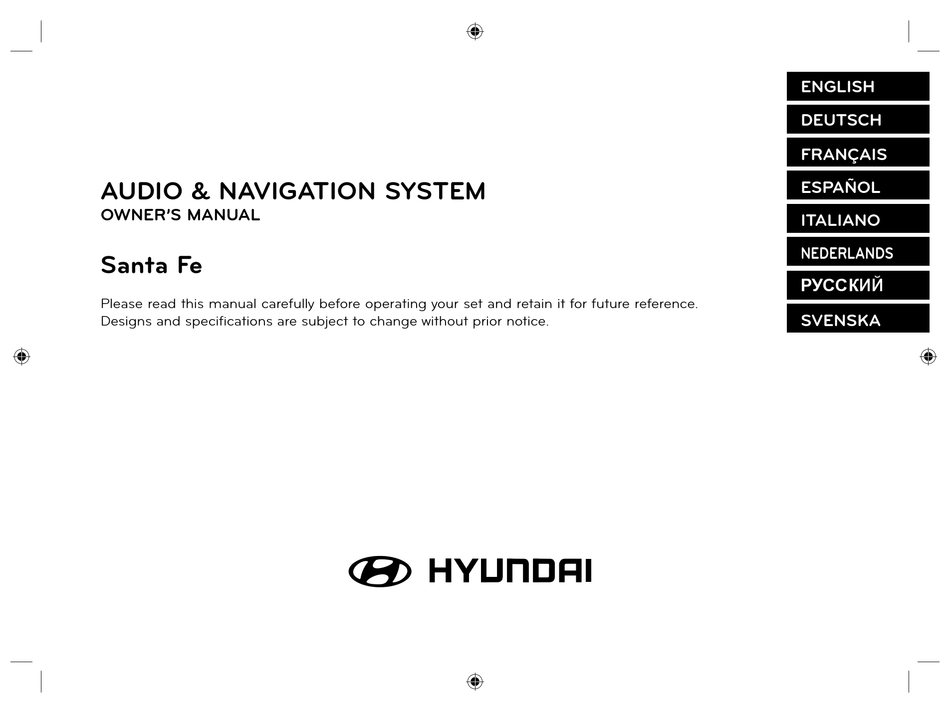 HYUNDAI SANTA FE AUDIO & NAVIGATION SYSTEM OWNER'S MANUAL Pdf Download