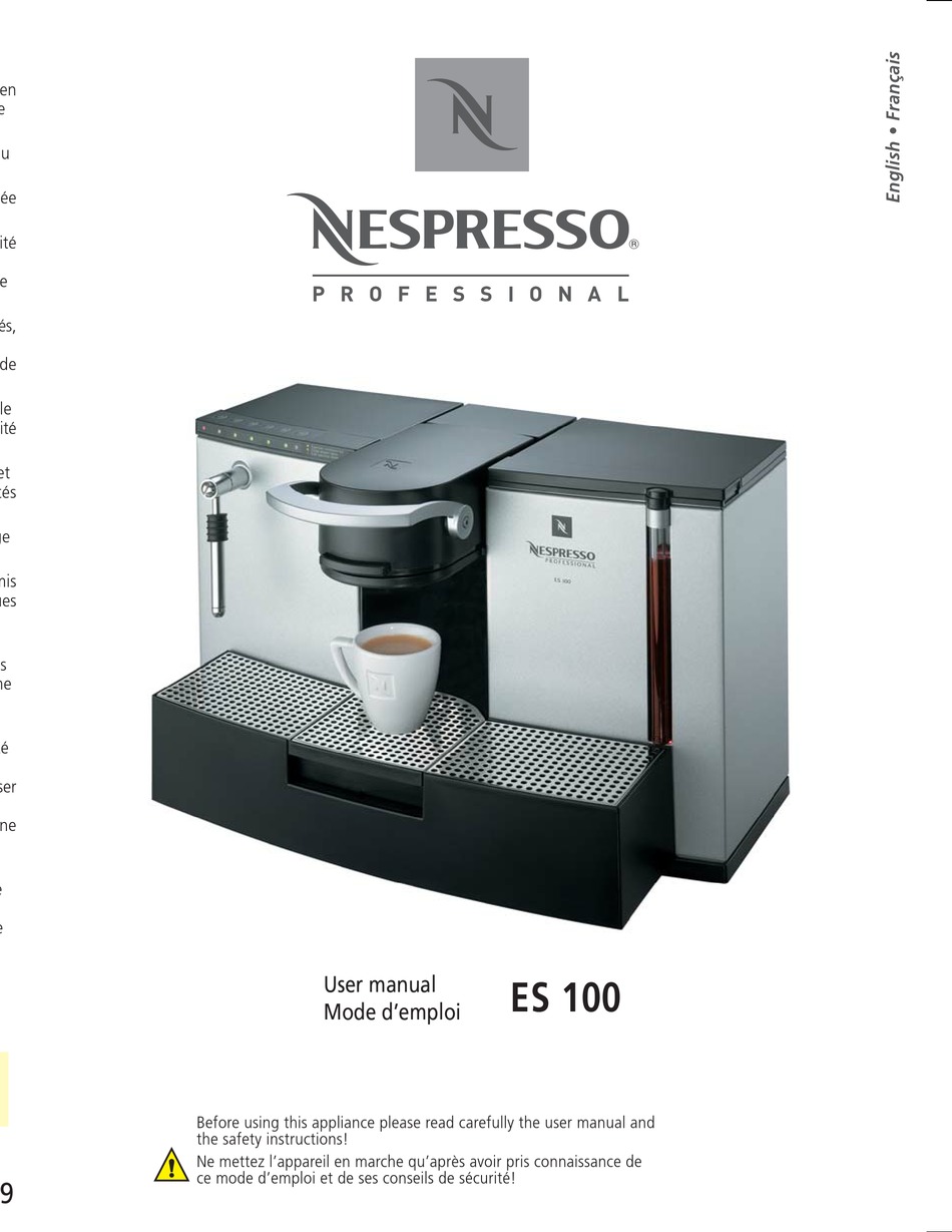Nespresso Es 100 User Manual Pdf Download Manualslib